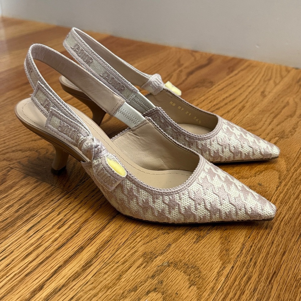 Chic Houndstooth Slingback Heels as 36.5 NWT